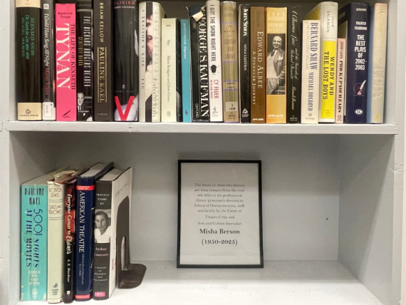 A small remaining selection of books from theatre critic Misha Berson’s personal library, now housed in the School of Drama conference room at the University of Washington.
