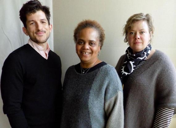 Photo credit: From left, Andrew Russell, producing artistic director at Intiman Theatre, Valerie Curtis-Newton, director and educator, and Jennifer Zeyl, Intiman's artistic producer. CREDIT KUOW PHOTO/ISOLDE RAFTERY