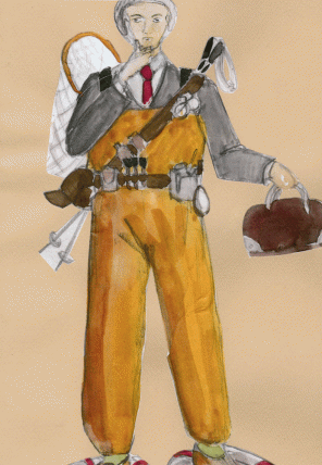 costume sketch for The Real Inspector Hound