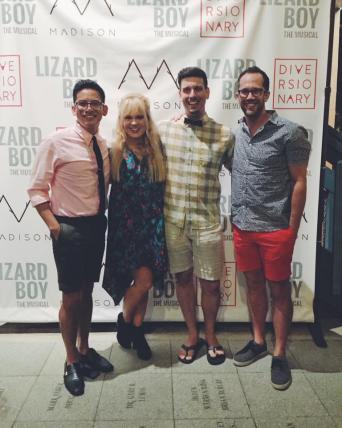 Brandon Ivie with the cast of Lizard Boy The Musical