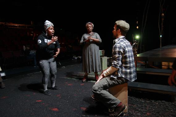 Malika Oyetimein (MFA, 2017) directs Fucking A / Photo by Mike Hipple