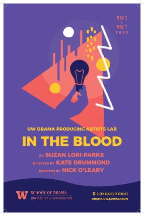 Multi color graphic of a light bulb with title, author and directors names