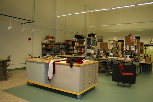 The grad design studio located in the basement of Hutchinson Hall