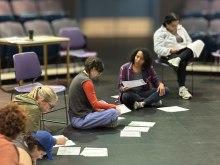 Rosa Joshi leads MFA PATP 3 students through ensemble-based movement during an Upstart Crow Collective workshop. 