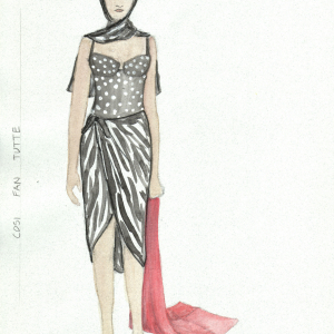 A costume sketch by Norah Tullman, MFA '01.