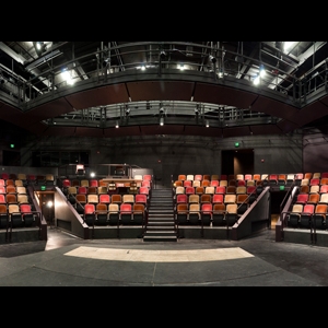 Interior panorama of seating from the stage in the Jones Playhouse. 