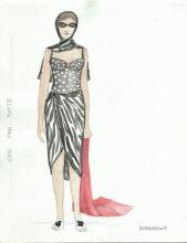 A costume sketch by Norah Tullman, MFA '01.