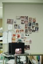 a scene mock up with a wall full of design pictures