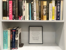 A small remaining selection of books from theatre critic Misha Berson’s personal library, now housed in the School of Drama conference room at the University of Washington.