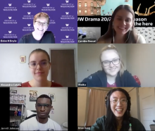 A Zoom grid of students and staff