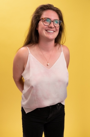 Haley Thomas with yellow background
