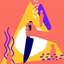 Knife on an orange background