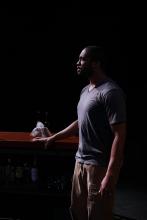 Tre Cotten in "Force Continuum" at UW Drama. Photo by Mike Hipple.