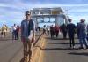 Simon Tran at the Edmund Pettus Bridge during the Civil Rights Pilgrimage with UW's Dept. of Communication.