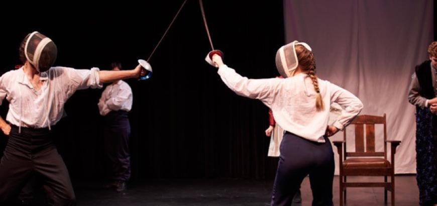 Byron Walker and Lindsey Crocker in UTS' Hamlet / Photo by Max Golub