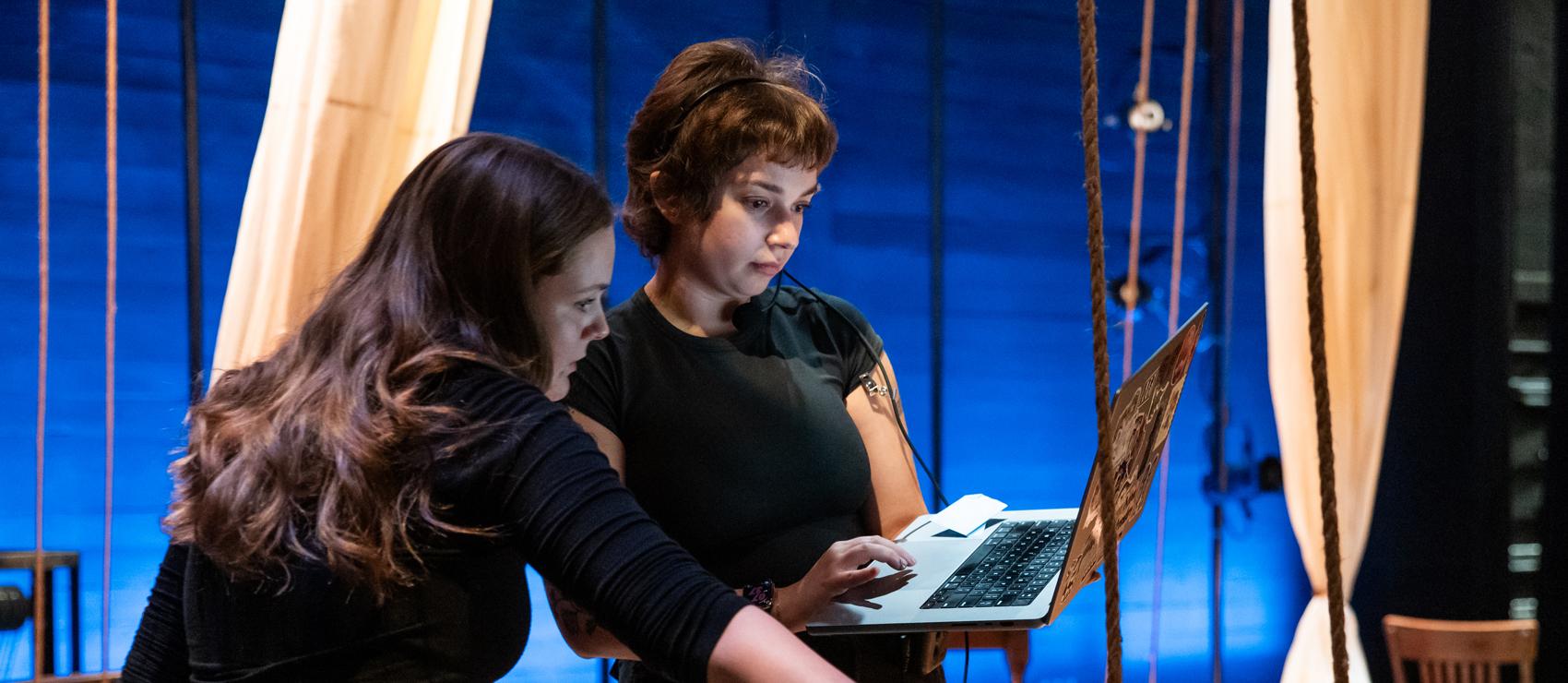 Students working on a production