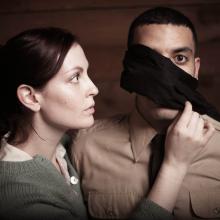Rebekah Patti and Rudy Roushdi in 'The Hostage' (Photo: Mike Hipple)