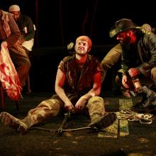 Emma Halliday, Peter Sakowicz, and Andrew Vose as the Hunters