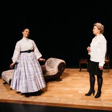 Ada and the Engine / Photo by Logan Guerrero Actors on stage in blackbox theatre