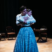 Ada and the Engine / Photo by Logan Guerrero Man and woman embrace