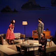 Tatiana Pavela, Josh Kenji, and Jess Moss in Maple and Vine. Photo by Isabel Le