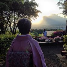 Cathy looking out at Mt. Fuji.