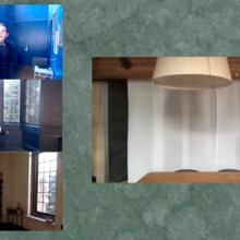 three zoom panels featuring Rector Kroll, Johannes Rosmer, and Rebecca West on the left while Mrs. Halseth lone on the right