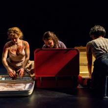 Women pack suitcase