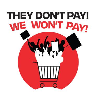 Graphic image of a Protesting mob inside a grocery basket
