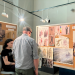 A person looking at a artwork