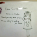 A note welcoming Cathy to Osaka.