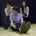 Mickey McDonnell (on floor), Mikko Juan, and Anna Saephan in Yellow Face rehearsals